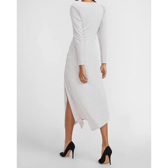 Express Velvet Ruched Side Asymmetrical Midi Dress XS - Picture 3 of 4
